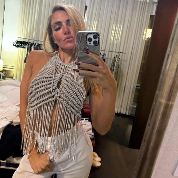 GIUSEPPE DI MORABITO FRINGE TOP IN SILVER NEVER WORN ONE SIZE - Picture 5 of 12